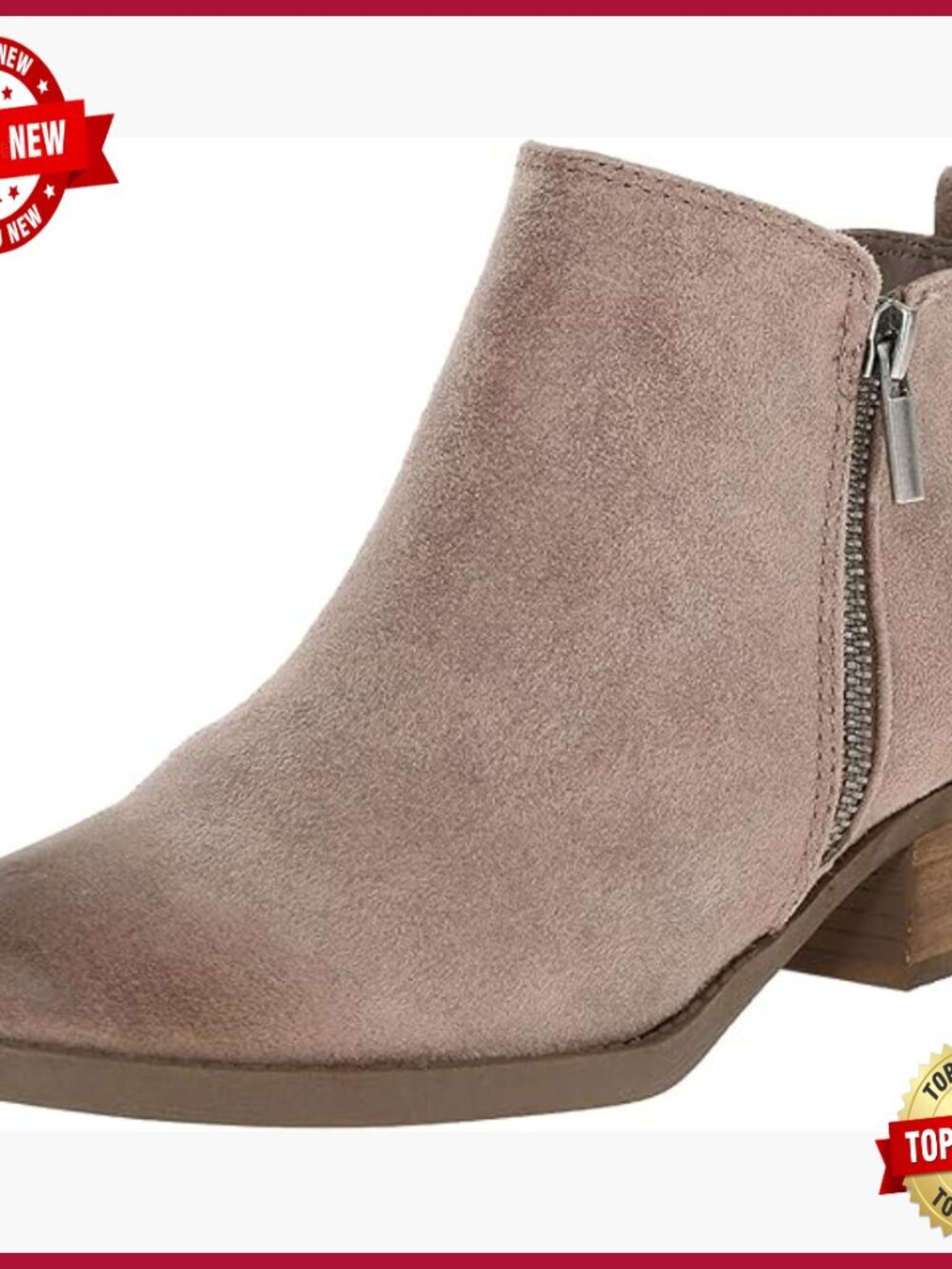 Ankle Booties with Tassels, Block Heel, Zip Closure, Cushioned Insole, 5 in